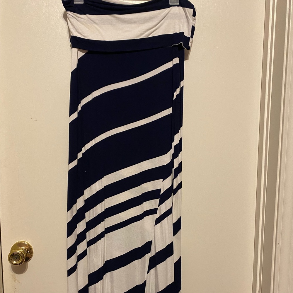 Navy & White Maxi Skirt